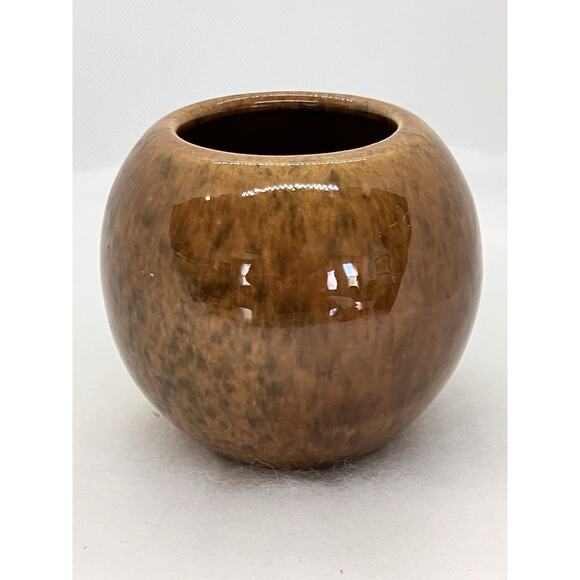 Haeger Orb Ball Ceramic Vase Planter Speckled Brown 1980’s Label 4” - Picture 2 of 12